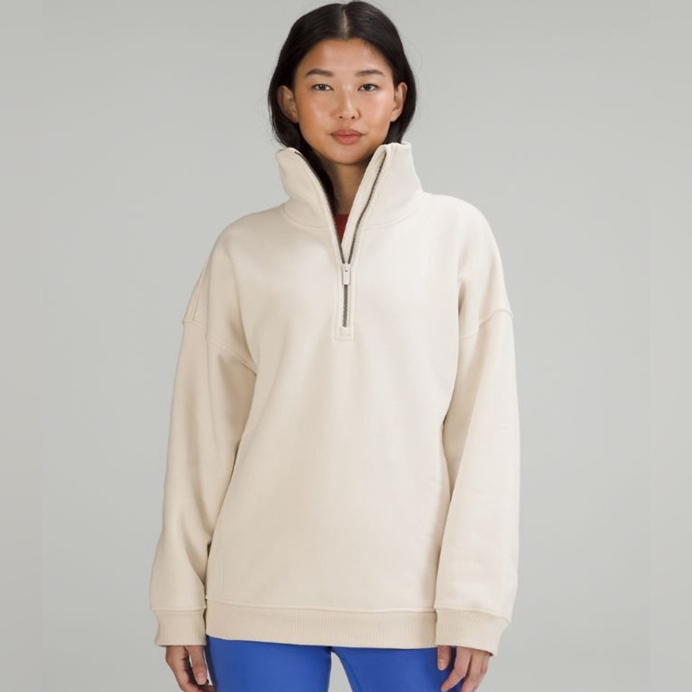Lululemon || White Opal Thick Fleece Half Zip Pullover Sweatshirt